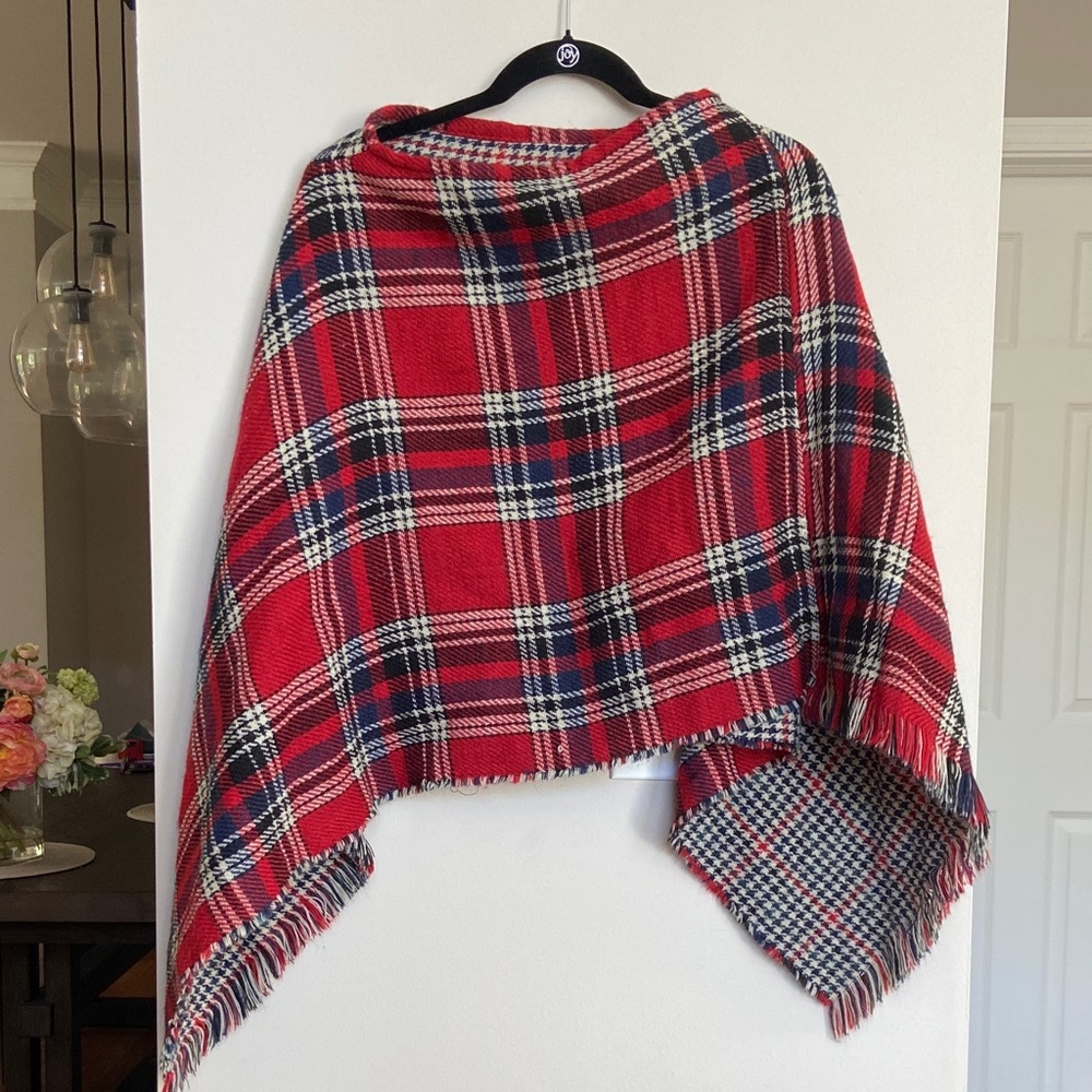 Plaid Red and Black Women's Cape
